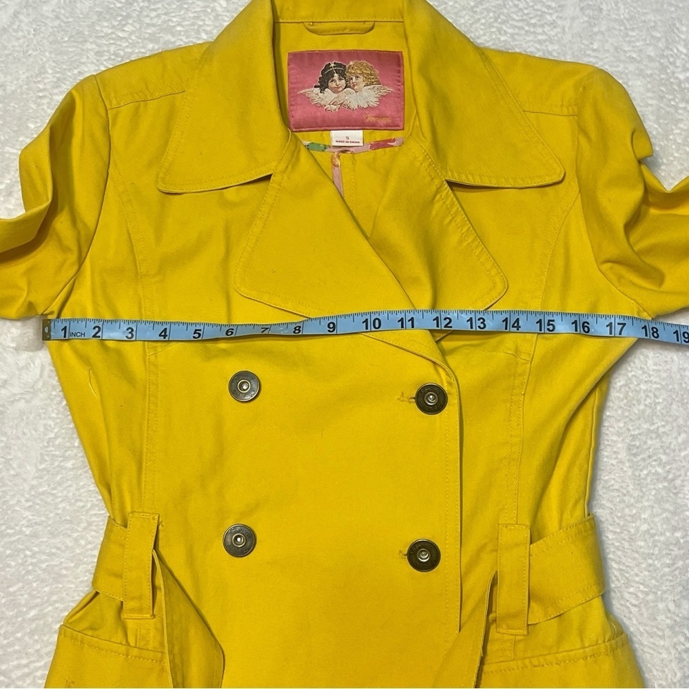 Fiorucci Bright Yellow Double Breasted Transitional Spring Trench Dopamine Coat - Picture 7 of 16